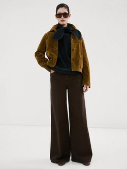 Mango Elise High Rise Wide Leg Jeans, Chocolate, Chocolate