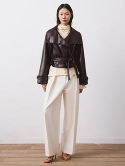 Mango Auro Belted Faux Leather Jacket, Garnet, Garnet