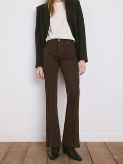 Mango Violeta High Rise Flared Jeans, Chocolate, Chocolate