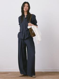 Mango Beli Pinstripe Shirt, Navy, Navy