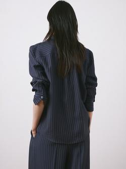 Mango Beli Pinstripe Shirt, Navy - view 2, Navy