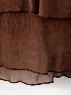 Mango High Neck Layered Frill Blouse, Brown - view 2, Brown