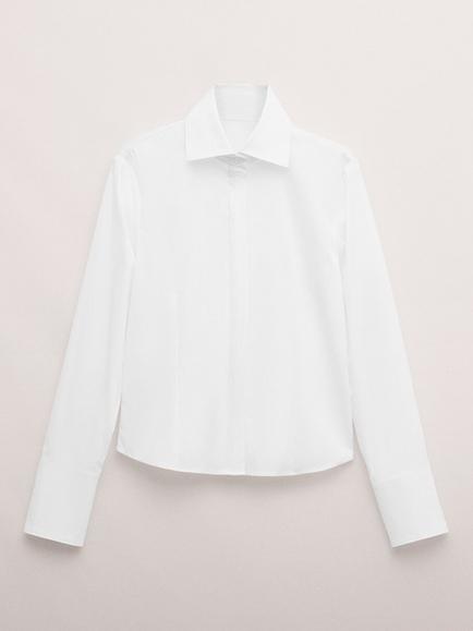 Mango Partenop Hidden Placket Shirt, White, White