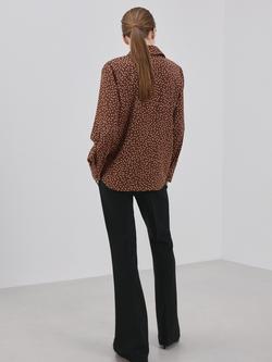 Mango Spot Print Long Sleeve Shirt - view 2, Tobacco