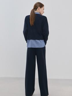 Mango Chiara Combined Shirt Jumper, Navy - view 2, Navy