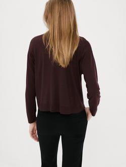 Mango Lucca Button Neck Collar Jumper, Garnet - view 2, Garnet