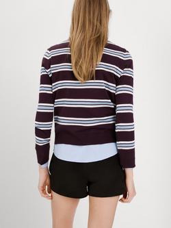 Mango Luccar Stripe Jumper, Garnet - view 2, Garnet