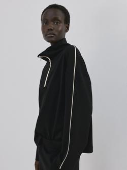 Mango Pipin Zip Neck Sweatshirt, Black, Black