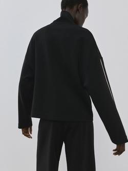 Mango Pipin Zip Neck Sweatshirt, Black - view 2, Black