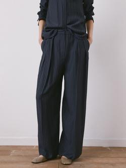 Mango Beli Pinstripe Trousers, Navy, Navy