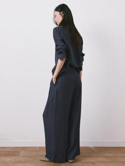 Mango Beli Pinstripe Trousers, Navy - view 2, Navy