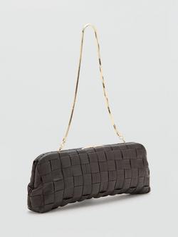 Mango Braided Clutch Bag, Chocolate - view 2, Chocolate
