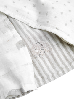 JoJo Maman Bébé Newborn Embroidered Muslin Cloths, Pack of 5, White/Grey - view 2, White/Grey