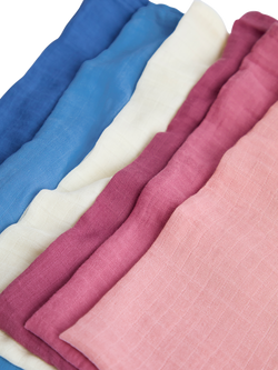 JoJo Maman Bébé Muslin Cloths, Pack of 6, Pink/Multi - view 2, Pink/Multi