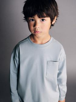 Mango Kids' Pocket Long Sleeve T-Shirt, Sky Blue, Sky Blue