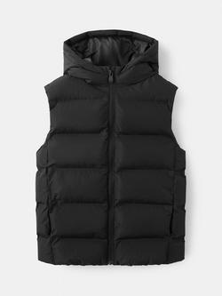 Mango Kids' Manel High Neck Quilted Gilet, Black, Black