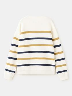 Mango Kids' Tom Round Neck Striped Jumper, Mustard - view 2, Mustard