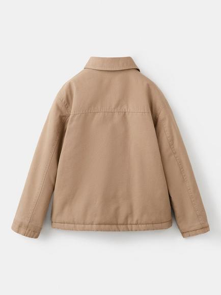 Mango Kids' Cotton Utility Jacket, Beige - view 2, Beige