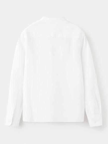 Mango Kids' Camisa Linen Blend Long Sleeve Shirt, White - view 2, White