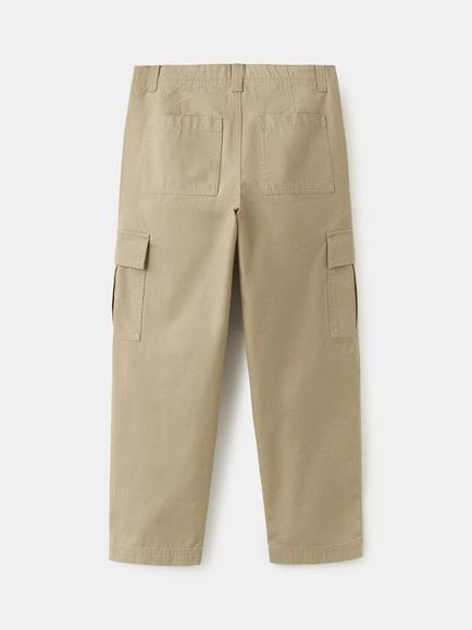 Mango Kids' Marte Cotton Cargo Trousers, Sand - view 2, Sand