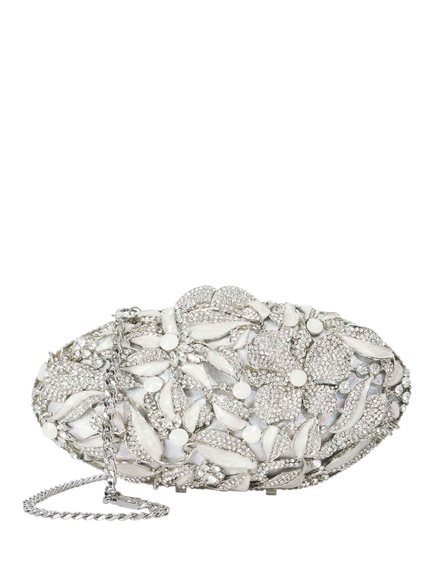 Dune London Brides Diamante Hard Case Clutch, Silver, Silver