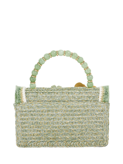Blooms Flower Bead Top Handle Bag, Green - view 2, Green