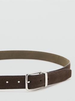 Mango Stitched Edge Reversible Pure Leather Belt, Brown - view 2, Brown