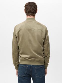 Mango Faux Suede Bomber Jacket, Khaki - view 2, Khaki