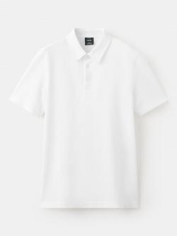 Mango Cotton Blend Slim Fit Short Sleeve Polo Shirt, White, White