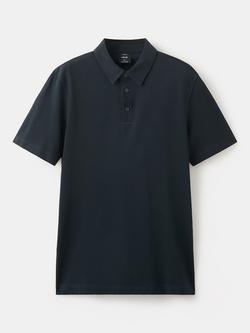 Mango Cotton Blend Regular Fit Short Sleeve Polo Shirt, Navy, Navy