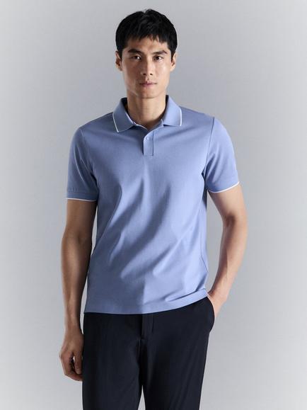 Mango Cotton Blend Regular Fit Short Sleeve Polo Shirt, Porcelain, Porcelain