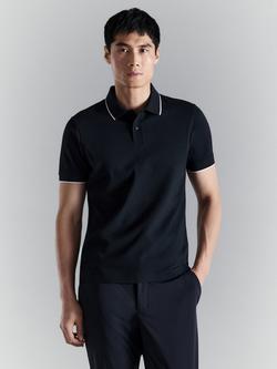 Mango Cotton Blend Regular Fit Short Sleeve Polo Shirt, Navy, Navy