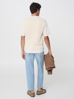 Mango Salsav Cotton Rich V-Neck Sleeveless Jumper, Beige - view 2, Beige