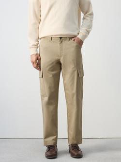 Mango Straight Leg Tailored Cargo Trousers, Beige, Beige