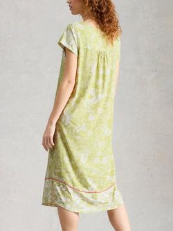 White Stuff Evane Bird Floral Nightdress, Green Mid - view 2, Green Mid