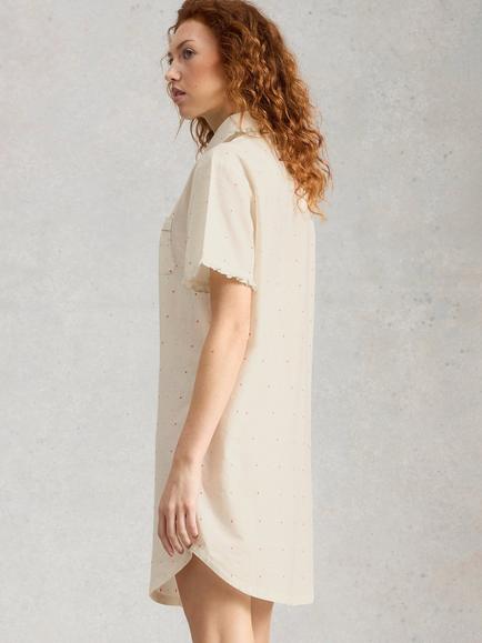 White Stuff Nelly Mini Polka Dot Nightshirt, White Ivory - view 2, White Ivory