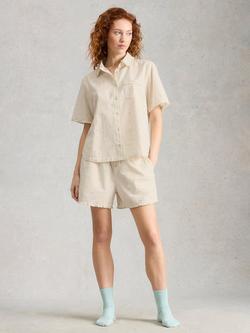 White Stuff Nelly Mini Polka Dot Pyjama Shorts, White Ivory, White Ivory