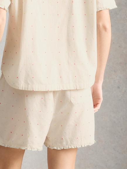 White Stuff Nelly Mini Polka Dot Pyjama Shorts, White Ivory - view 2, White Ivory