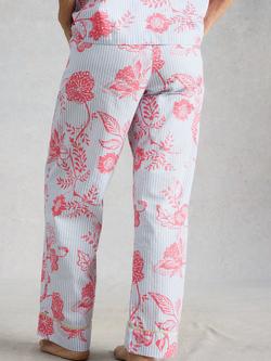 White Stuff Nina Floral Stripe Pyjama Bottoms, Blue/Multi - view 2, Blue/Multi