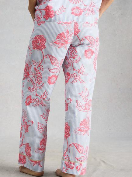 White Stuff Nina Floral Stripe Pyjama Bottoms, Blue/Multi - view 2, Blue/Multi
