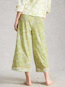 White Stuff Trina Bird Floral Cropped Pyjama Bottoms, Green - view 2, Green