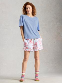 White Stuff Maya Patch Pocket Pyjama Top, Mid Blue, Mid Blue