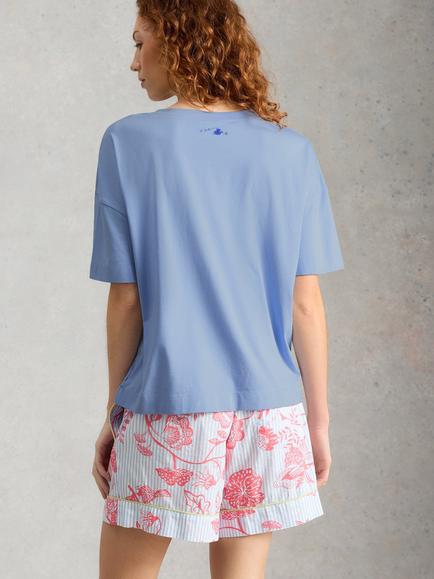 White Stuff Maya Patch Pocket Pyjama Top, Mid Blue - view 2, Mid Blue