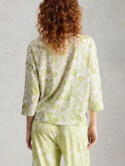 White Stuff Maya Floral Pyjama Top, Mid Green - view 2, Mid Green