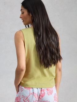 White Stuff Maya Pyjama Vest Top, Green Light - view 2, Green Light