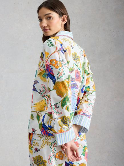 White Stuff Nina Floral Pyjama Shirt, Ivory/Multi - view 2, Ivory/Multi