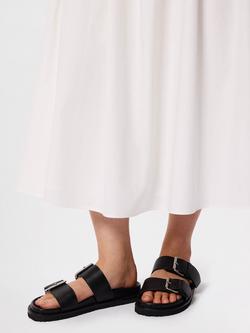 Whistles Double Buckle Leather Slider Sandals, Black - view 2, Black