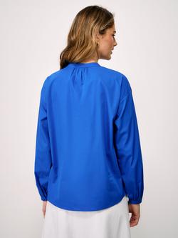 Crew Clothing Louisa Collarless Shirt, Bright Blue - view 2, Bright Blue