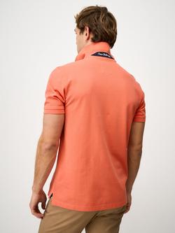 Crew Clothing Classic Pique Cotton Short Sleeve Polo Shirt - view 2, Coral Orange
