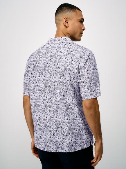 Crew Clothing Cotton Regular Fit Holiday Print Shirt, Blue - view 2, Blue
